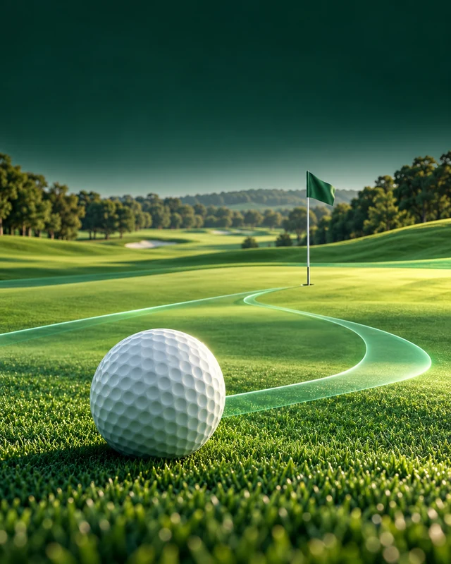Golf Caddy cover artwork showing a ball and flag on a green course